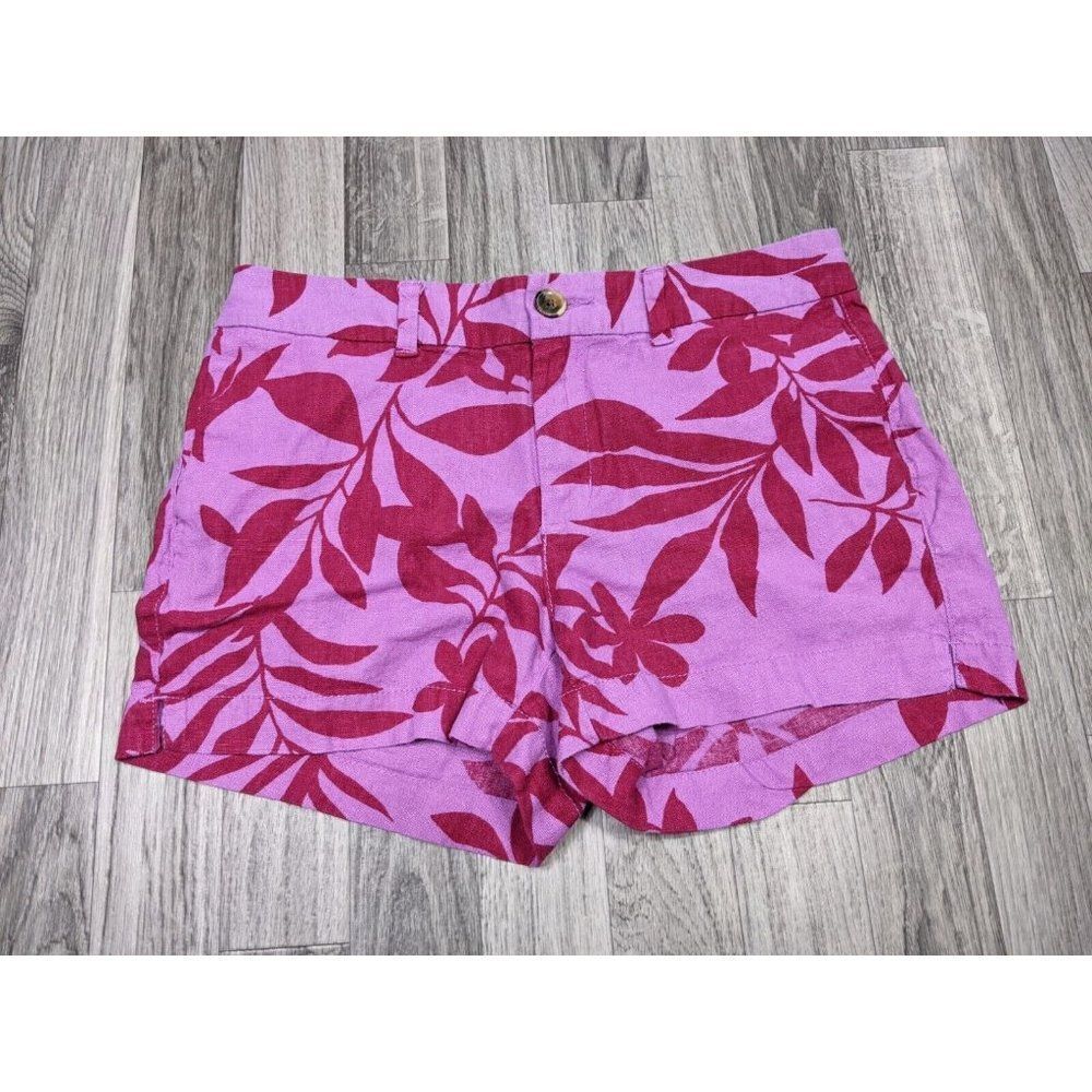 (3/$35) Old Navy Womens Size 4 Pockets Purple Floral Linen Blend Everyday Shorts